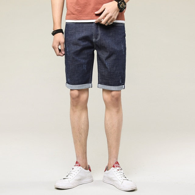 2021 New Spring Summer Men's Denim Shorts Men's Clothing Beach Ripped Jeans Denim Cotton Short Casual Business Social Men Shorts