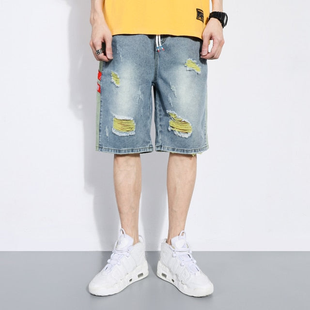 2021 New Spring Summer Men's Denim Shorts Men's Clothing Beach Ripped Jeans Denim Cotton Short Casual Business Social Men Shorts