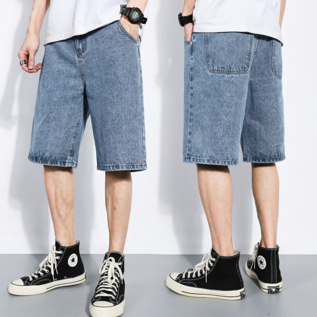 2021 New Spring Summer Men's Denim Shorts Men's Clothing Beach Ripped Jeans Denim Cotton Short Casual Business Social Men Shorts